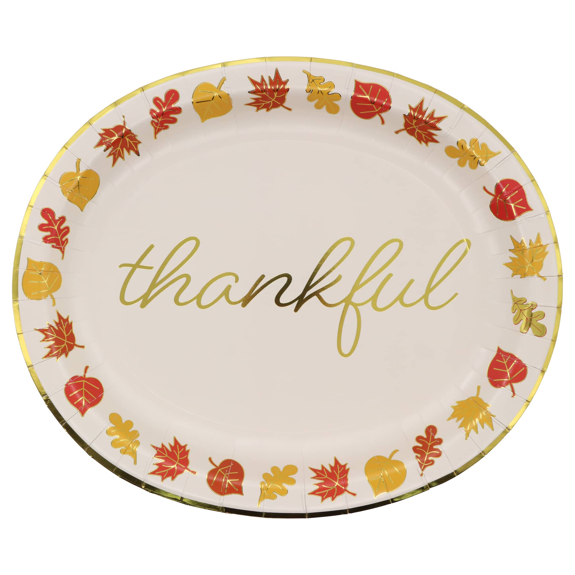 12" Oval Thankful Leaves Paper Plates, 12ct. by Celebrate It™